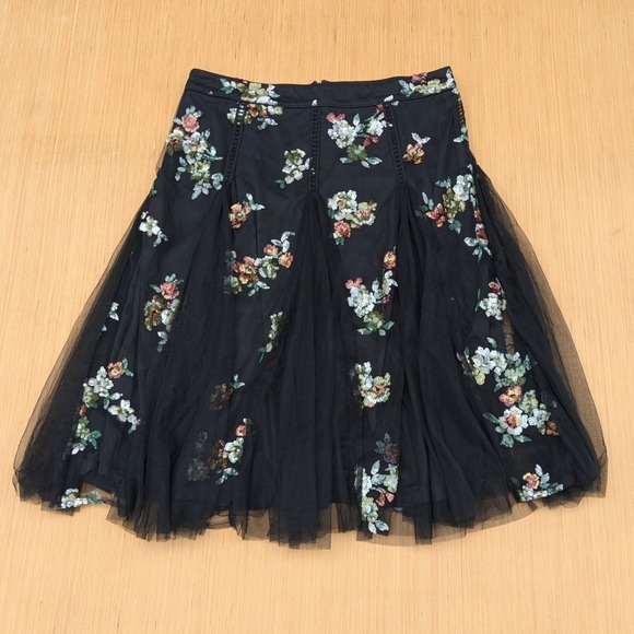 New York & Company Dresses & Skirts - NWT New York‎ & Company Floral Sequins Beaded Tulle Mesh Midi Skirt Women's XL